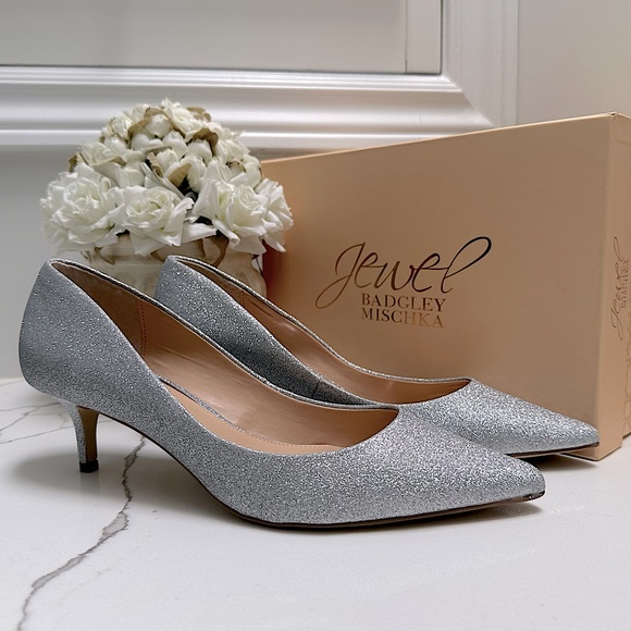 Jewel Badgley Mischka Shoes - BNIB Jewel Badgley Mischka Silver Sparkly Frenchie Pump | Bridal Event Formal